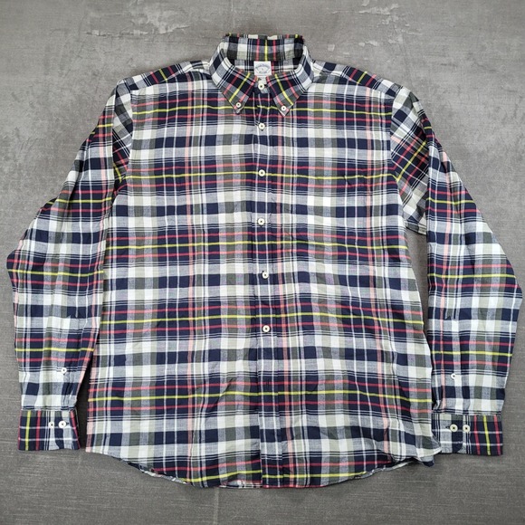 Brooks Brothers Regular Fit Plaid Button Down Preppy Shirt Mens Size L - Picture 1 of 9